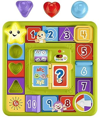 ​Fisher-Price Pretend Board Game Baby Toy with Lights & Smart Stages Learning Content, Laugh & Learn Puppy’s Game Activity Board, Multi-Language Version​​, HRB69