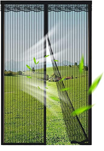 Moustiquaire Porte Fenetre Magnétique 115x225cm,Rideau Anti Mouches Anti Moustique Avec Ruban Adhésif,Fermeture Automatique,Moustiquaire Porte Aimantée pour Porte d Entrée Intérieur/Patio/Coulissante