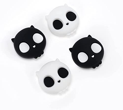 GeekShare Halloween Joycon Tapas de Agarre de Silicona con Lindo patrón compatibles Solo con Steam Deck (Blanco y Negro) - Paquete de 4