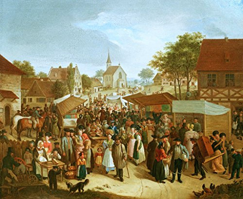 Kunstdruck/Poster: Johann Georg Sauter Oberschwäbischer Jahrmarkt - hochwertiger Druck, Bild, Kunstposter, 75x60 cm