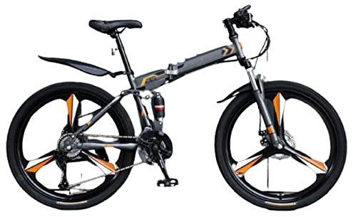 CASEGO Mountainbike klappbar, Griff mit einem Wort, Rahmen aus Karbonstahl, doppelte Scheibenbremse, variable Geschwindigkeit, Bodenfahrrad, Unisex (E 27,5 Zoll)