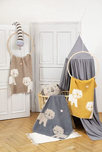 David Fussenegger Babydecke Löwen grau, 100x75 cm