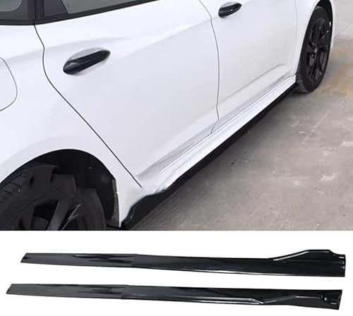 WHMH Auto Seitenschweller Flügeldiffusor für BMW 1er, 2er, 3er (E81, E82, F20, E87, E88, F46, F45, F23, F22), Universal Trittbretter Seitenschürze Seitenrock Splitter, Schwarz, Glossyblack, Kunststoff