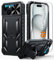 FNTCASE for iPhone 15 Case: Rugged Military Grade Full Protection Shockproof Protective Case with Kickstand | TPU Matte Textured Heavy Duty Hard Bumper Phone Cover for iPhone 15 6.1 Black