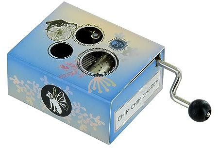 Spieluhr/Spieldose/Musikbox mit Handkurbel aus illustriertem und durchbrochenem Karton mit 18-Ton-Spielwerk - Chim chim Cher-ee - Mary Poppins (Sherman Brothers).