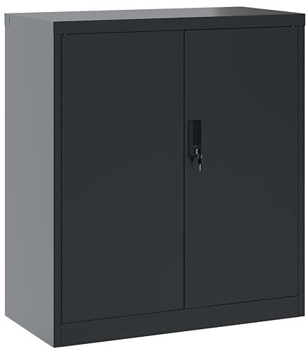 vidaXL Aktenschrank, Büroschrank mit Boden, Abschließbar Metallschrank Schrank mit Türen, Aufbewahrungsschrank Büromöbel, Anthrazit Stahl