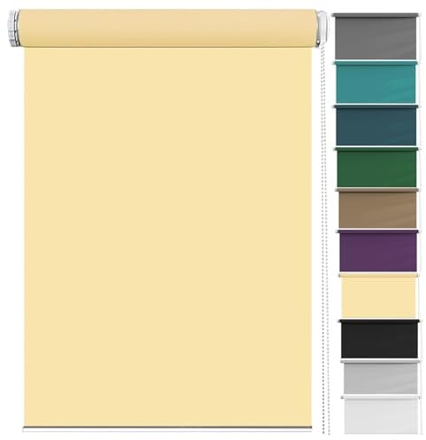 Thermal Blackout Blinds 110 x 130 cm Thermal Insulated UV Protection, Blackout Vision Curtains Durable Fittings Easy Fit for Any Window, Loft, Beige