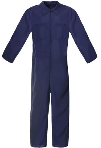 Adults Jumpsuit Costume - X-Large - Navy Blue All-in-One Boiler Suit with Pockets - Adults Halloween Fancy Dress Costume