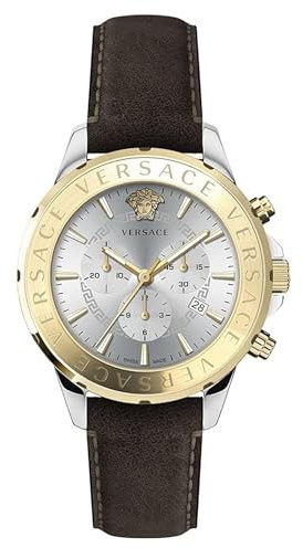 Versace Herren Schweizer Armbanduhr Chrono SIGNAT.44 D/WSIL S/BRW BICSS/IP2N -Dark Brown C VEV601323