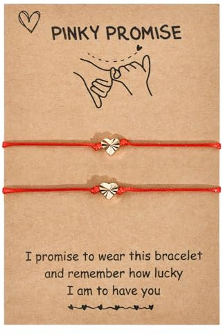 TERRISHE 2 Pièces Bracelet Cordon Coeur Porte-Bonheur, Couple Bracelets Corde Tressée, Assortis Bracelet Tibétain, Cadeau pour d'Amitié Meilleur Ami Petit Ami Petite Amie Cadeau de la Saint-Valentin