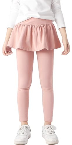 LOLANTA Leggings da Bambina, Leggings in Cotone Elasticizzato con Gonna con Volant, Gonna-Pantalone Casual per Bambini 5-12 Anni