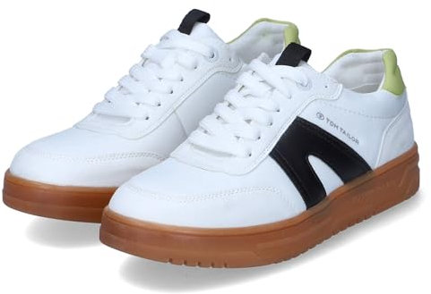 TOM TAILOR Damen-Sneaker, niedrig, Sportschuhe, weiße Schnürschuhe, Synthetik-Textilmischung, Weiß, 42 EU, weiß, 42 EU