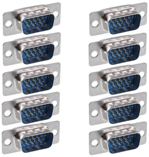 GANASOME Lot de 10 adaptateurs DB15 à souder type D-SUB VGA mâle 3 rangées 15 broches