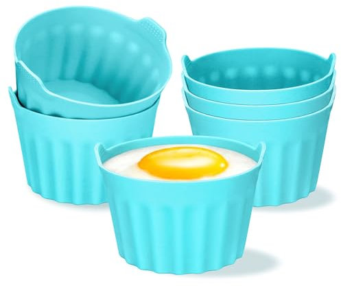 Meetory Silicone Air Fryer Egg Poacher - 6PCS Moulds for Poached Eggs, Muffins, Cakes - Compatible with Ninja, Tower, Cosori Air Fryers