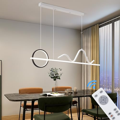 Eurotondisplay Schwarz und Weiß TY8279-100 LED Pendelleuchte mit Fernbedienung Lichtfarbe und Helligkeit einstellbar Acryl-Schirm Schwarz lackiert (TY8279-100)