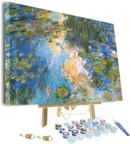 Peinture par numéro pour adultes, peinture par Claude Monet - Peinture par numéros pour débutants - Motif étang aux nénuphars