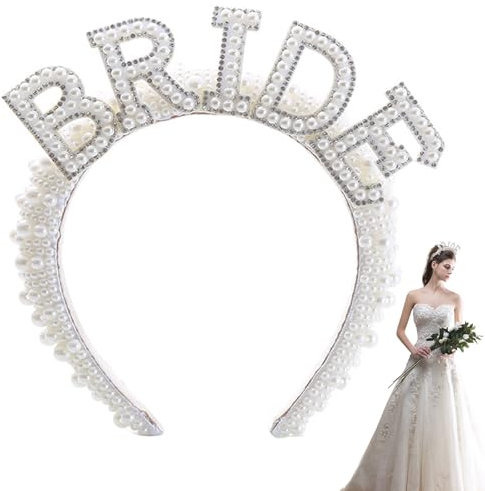 Perlen Haarreif,Tadpolez Bride Haarreif,Bride Kopfschmuck,Hochzeit Haarschmuck,Junggesellenabschied Frauen Haarreif,Faux Pearl Stirnband,für Party Frauen Hochzeit Dekoration(Weiße)