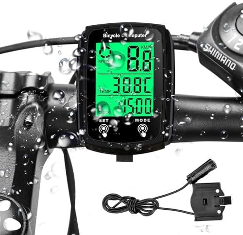 Bike Computer Universal with 20 Functions, IPX6 Waterproof Bike Speedometer Odometer, Backlit Touch Screen, Bicycle Computer, Bike Speedometer, Cycling Computers for MTB Road Cycling