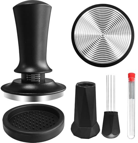 Yeelan Coffee Tamper Set, Coffee Accessories Includes 58 mm Tamper, 8 Espresso Needle Wdt Tool with 8 Replacement Needles, Tamper Mat, Espresso Accessories for Espresso Machine, Barista Accessories