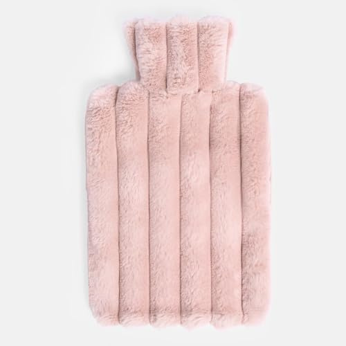 Faux Fur Bubble Rib Hot Water Bottle, Blush