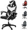 Shine Planet Gaming Chiar - Ergonomic Drafting Chair with Lumbar Support, Adjustable Footrest, Headrest and Reclining (Black+White)