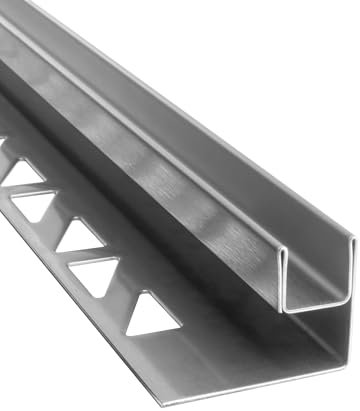 Glas-Fliesenprofil Edelstahl Klemmprofil Wandprofil V2A 2,5m H26,5mm 11mm Glas gebürstet