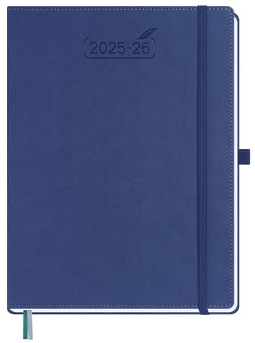 BEZEND Kalender 2025 2026 Wochenplaner A4, 18-Monate Buchkalender Juli 25-Dez 26, PU-Leder Hardcover 1 Woche 2 Seiten mit Stifthalter - Blaubeere