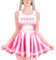 LittleForBig Mini robe moulante unisexe sans manches en satin brillant, rose vif, 4XL