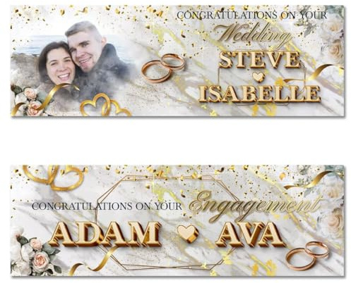 Bannière personnalisée pour mariage, fiançailles, extérieur, ballon doré en forme de cœur, affiche « Just Married », décorations de fête pour homme, femme, couple, panneau de célébration