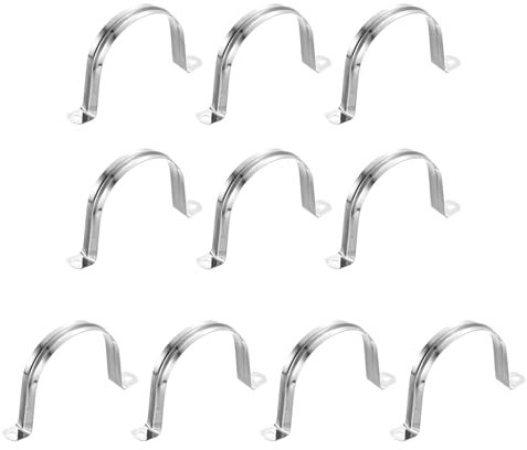 sourcing map 10Pcs Rigid Pipe Straps, 80mm(3.15) 201 Stainless Steel 2 Hole U-Shaped Bracket Tube Hanger Pipe Clamps for Fixing Pipe Cable