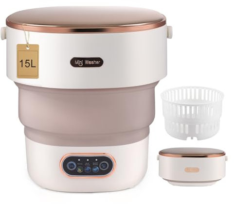 HIUYRFS Mini machine à laver portable 15 L avec panier d'essorage, machine à laver pliable pour sous-vêtements, vêtements de bébé et petits vêtements, convient pour la maison, les appartements, les