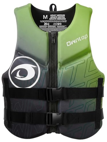 Owntop Gilet de Flottabilité Adulte en Néoprène | Gilet de Natation Léger et Pliable avec Taille Élastique à Double Boucle | Aide à la Flottabilité pour Kayak, Paddle, Pêche (Vert,M)