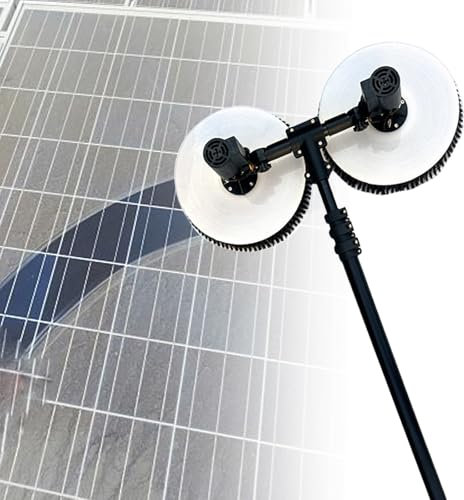 Brosse De Nettoyage De Panneaux Solaires ExtéRieurs, Nettoyeur De Toiture PhotovoltaïQue Avec CâBle D'Alimentation, Sac à Dos, CâBle De 8 M Et Perche Extensible,3.5m-Lithiumbattery