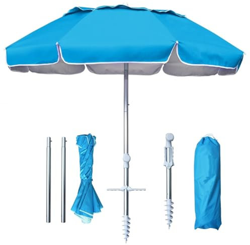 LYMGRZ Parasol d'extérieur Pliable et Portable, Protection UPF 50+, Bouton Poussoir inclinable, Cadre en métal, Valise pour Patio, Jardin, Plage, Piscine, arrière-Cour, Bleu (Bleu Ciel)