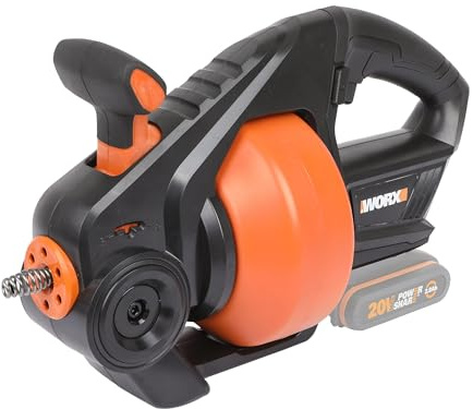 WORX WX891.9 Akku-Rohrreiniger 20V, 7,5 m Flexwelle (Ø 7mm), 550 RPM, ohne Akku & Ladegerät (ideal für Küchen, Bad & Abflüsse bis Ø 50mm)