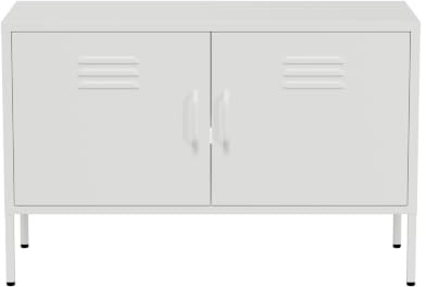 Lendo Online TV Schrank aus Metall - Industrielles Lowboard - 100x40x65 cm - TV Möbel - Fernsehschrank - für Wohnzimmer (Weiß)