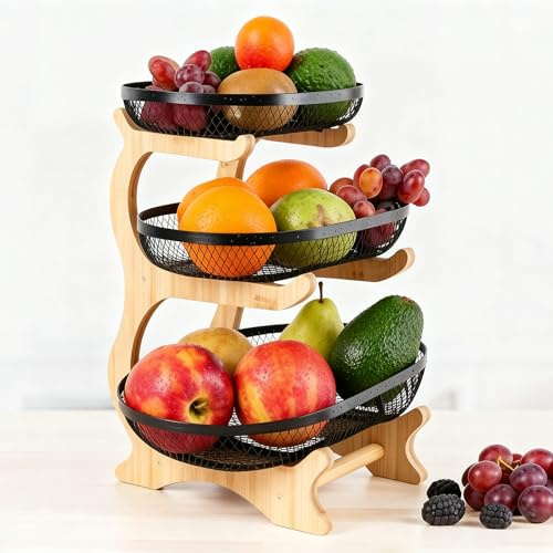 Obst Etagere 3-stufig Basis Ø 30 cm Moderne Obstschale & Obstkorb, Schwarz