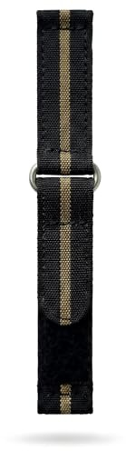 Hook & Loop Nylon Watch Strap | 20mm 22mm | Black Blue Grey Red Tan Green | Quick Release Sport Band | Ribbed Two Piece Webbed Ballistic Fabric | For Mens & Womens Watches