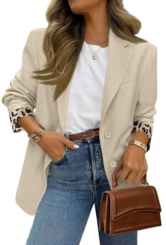 JIAALU Damen Langarm Casual Blazer Sakko Einfarbig Revers Geschäft Büro Kurz Mantel Sportlich Sakko mit Taschen Reverskragen Büro Langarm Jacke Oversized Arbeitsanzug Einreihiger Blazer
