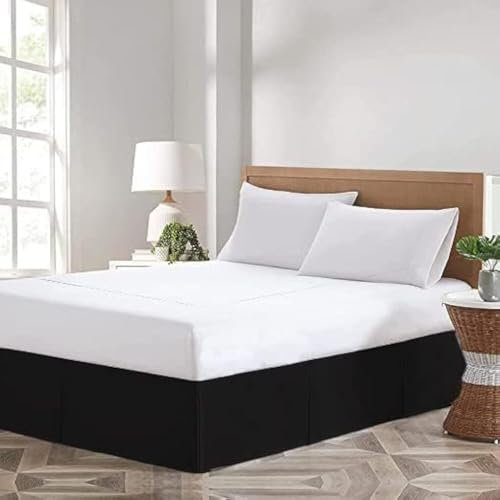 Vivacious Bedding Bettumrandung, Bettvolant mit geteilten Ecken, 800 TC, Queen-Size-Größe, 43,2 cm Falllänge, 100 % Bio-Baumwolle, Schwarz