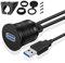 TNP USB 3.0 Flush Mount Cable, Dashboard Panel Dash Mount 1 Port Dual USB Socket Plug Jack Connector Extension Wire Cord Water Resistant Male to Female for Car Truck Trailer Motorcycle (1.8M / 6FT)