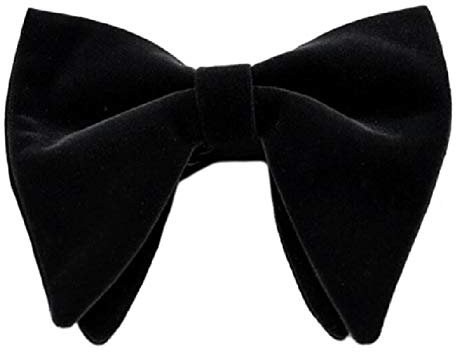 Simpowe Mens Pre Tied Oversized Big Velvet Bow Tie, Black With Iron Buckle, Large