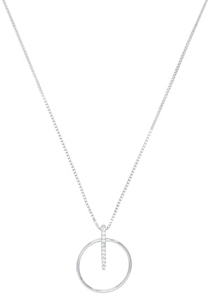 Amor Kette mit Anhänger 925 Sterling Silber Damen Halsschmuck, mit Zirkonia synth., 45 cm, Silber, Kommt in Schmuck Geschenk Box, 2026026