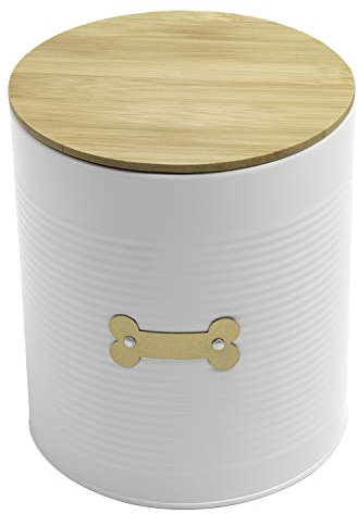 Park Life Designs Metal Dogs & Cats Treat Jars 1.4 Qt (White) | Metal Jar with Lid, Keeps Treats Fresh | Stylish Storage Container for Biscuits, Cookies & More | Easy-Clean, Dishwasher Safe