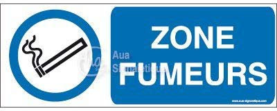 AUA SIGNALETIQUE - Panneau Zone fumeurs-B - 320x120 mm, PVC 1.5mm