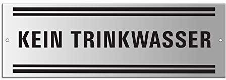 OFFORM DESIGN Schild Kein Trinkwasser Türschild 240 x 80 mm Aluminium eloxiert 2-Fach gelocht Nr.25106-EL