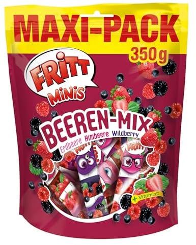 FRITT Berry-Mix Maxi-Pack 350g Mini-Streifen, Mixpackung mit drei Sorten | Himbeere, Erdbeere & Wildberry