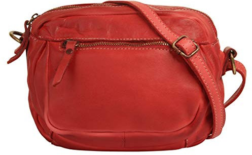 Cluty Umhängetasche echt Leder Damen | Made in Italy, Smartphonefach, Crossbody Bag, Handtasche mit Reißverschluss, kleine Ledertasche | 020965