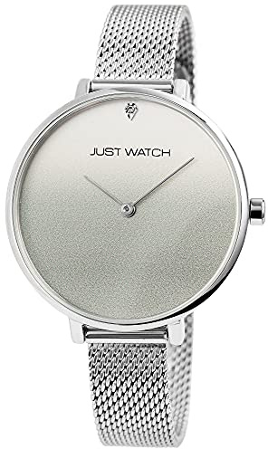 Just Watch Darcie Damen-Uhr Meshband Edelstahl Strass-Steine Analog Quarz JW10131 (silberfarbig)