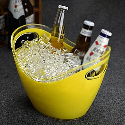 BHBXZZDB Großer Eiskübel aus Kunststoff,Ovale Aufbewahrungswanne,3L / 8L Bierflaschen-Getränkekühler,Geeignet für Zuhause,Bar,Innen- und Außenbereich,Weiß,Schwarz,Gelb